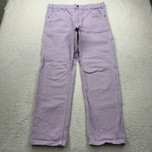Dickies Mens Purple Hickory Stripe Carpenter Pants 36x32 WPR33EUG Straight Leg